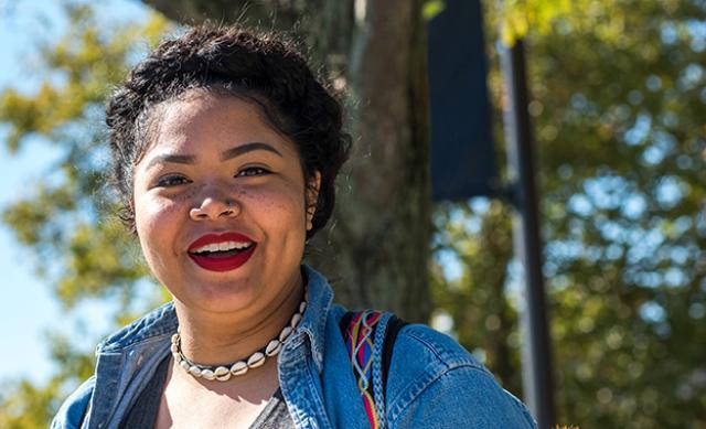 Image of student on the oval